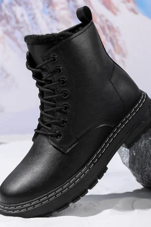 Men's work boots winter warm plush non-slip soft-sole casual boots fashion youth Joker plus size high-top comfort outdoor boots