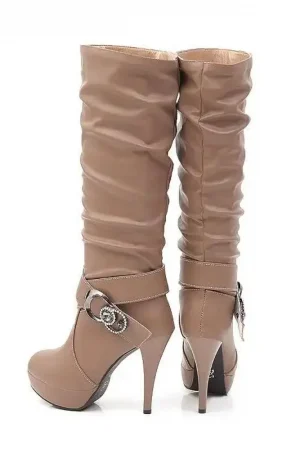 Knee High Boots for Women Sexy Big Size 34-43 Thick Sole Round Toe High Heel Shoes Winter Autumn Long Platform Boots 918