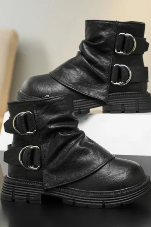 Retro Girls Boots Autumn Children Shoes Elegant Design Dress Shoes Kids PU Leather Casual Black Ankle Boots for Girls