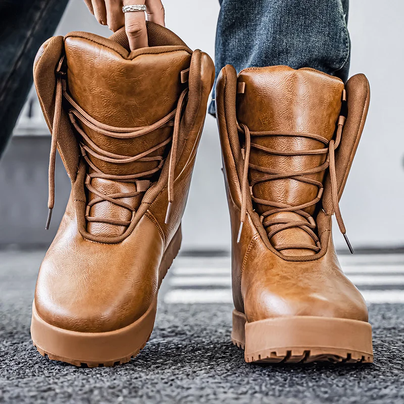 New 2025 Winter Chic Men's High-Top Boots Soft Cold-Proof Warm Snow Boots Outdoor Street Plain Non Slip Casual Holiday Gift - Image 6