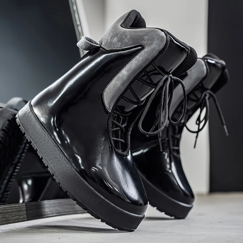 New 2025 Winter Chic Men's High-Top Boots Soft Cold-Proof Warm Snow Boots Outdoor Street Plain Non Slip Casual Holiday Gift - Image 2